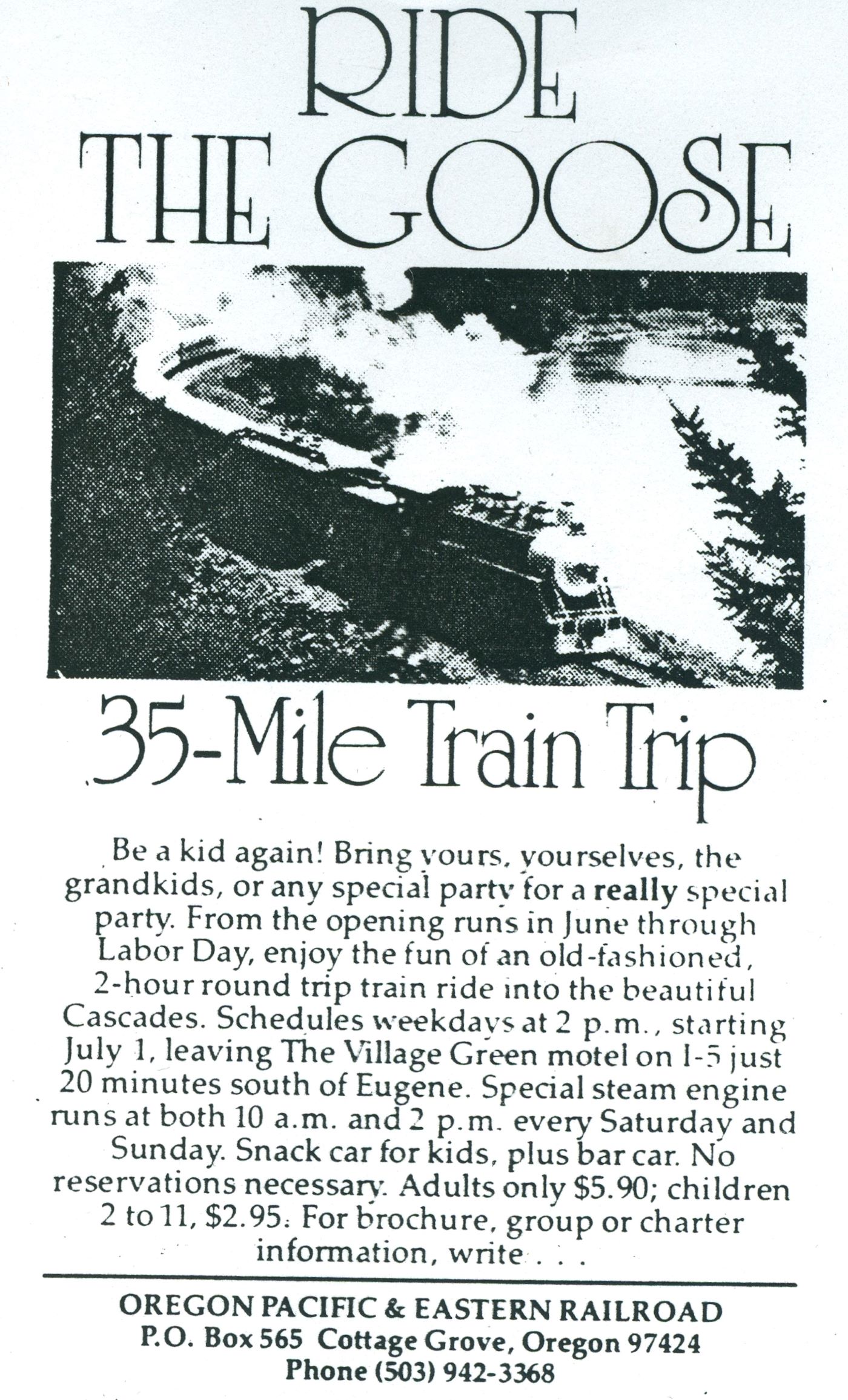 Old Goose Excursion Train Advertisement Goose Ad
